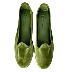 Scarpe di Maremma Friulane Artigianali In Velluto Verde Personalizzate*Donna Mocassini
