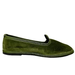 Scarpe di Maremma Friulane Artigianali In Velluto Verde Personalizzate*Donna Mocassini