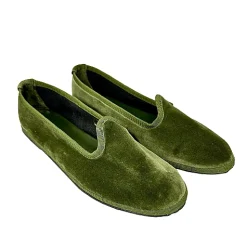 Scarpe di Maremma Friulane Artigianali In Velluto Verde*Donna Mocassini