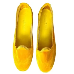 Scarpe di Maremma Friulane Artigianali In Velluto Giallo*Donna Mocassini