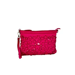 Scarpe di Maremma Lilla Small Pochette In Pelle Con Fiori Laserati*Donna Borse Morbide