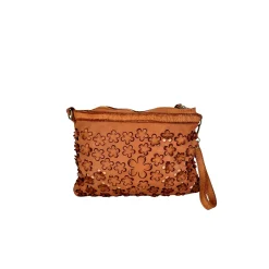 Scarpe di Maremma Lilla Small Pochette In Pelle Con Fiori Laserati*Donna Borse Morbide