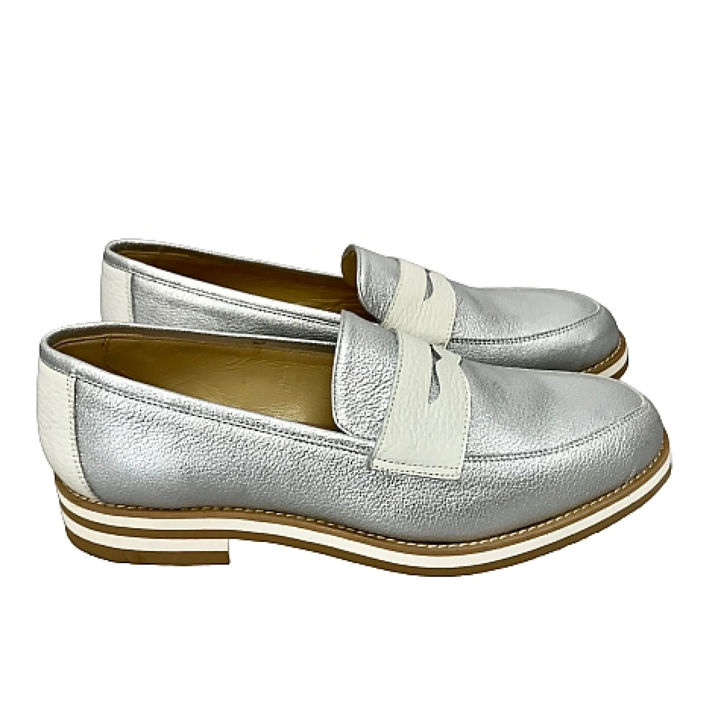 Scarpe di Maremma Mocassino Argento E Bianco*Donna Mocassini
