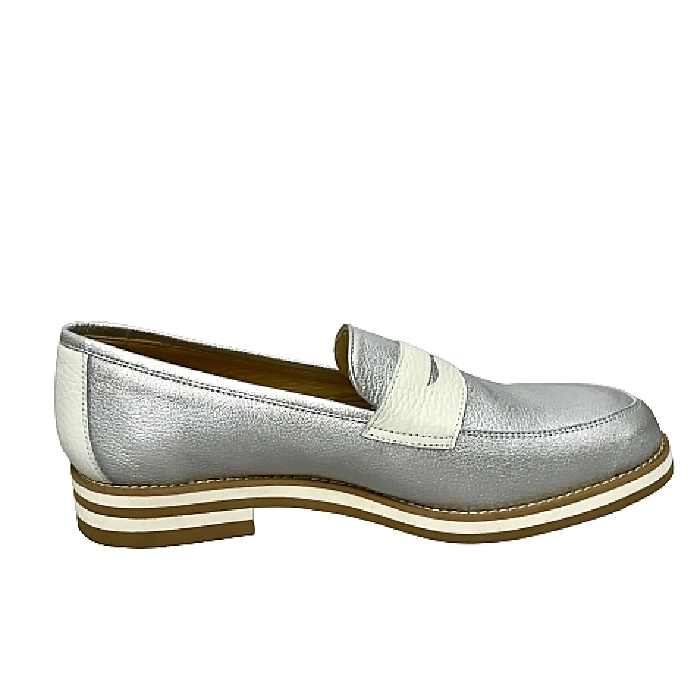 Scarpe di Maremma Mocassino Argento E Bianco*Donna Mocassini