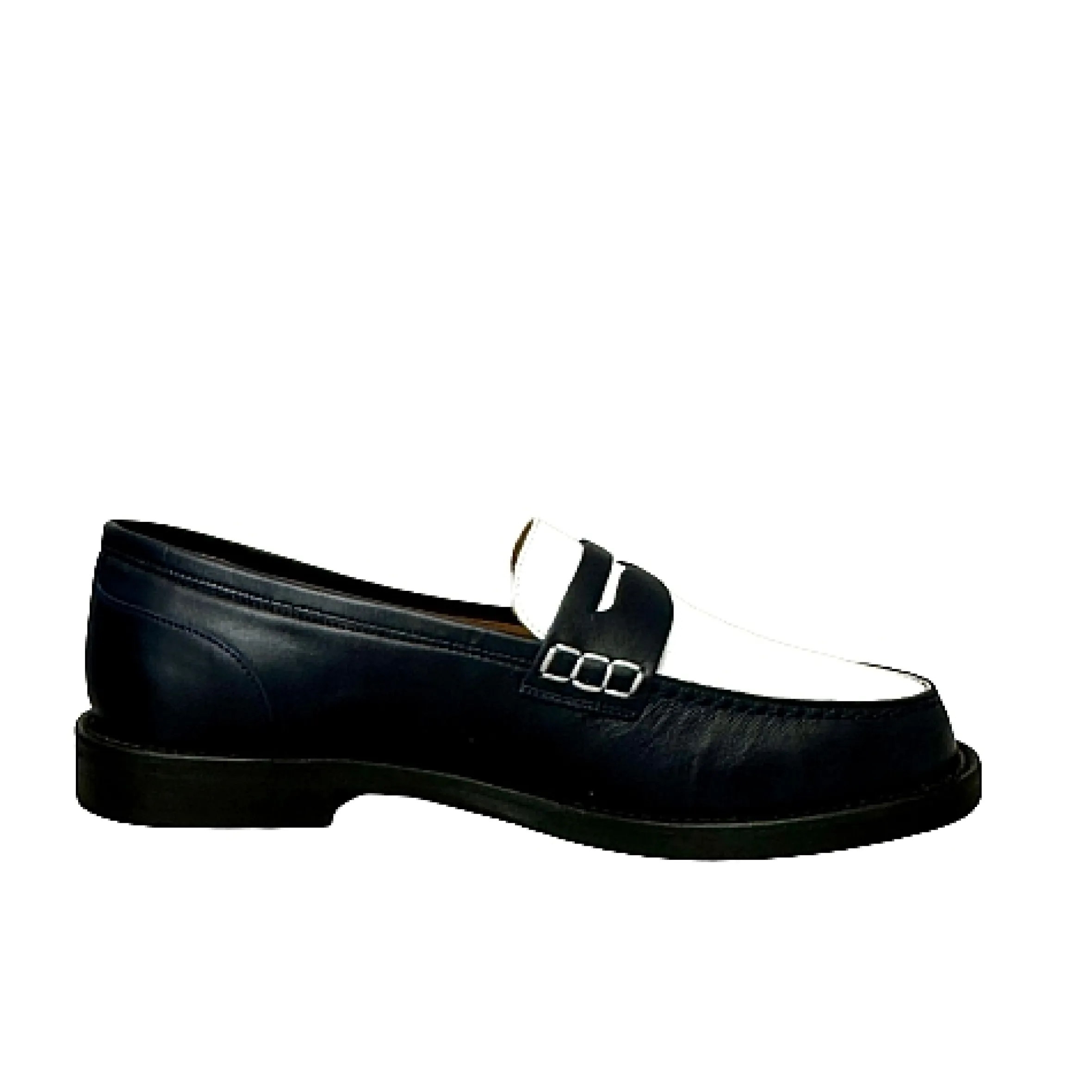 Scarpe di Maremma Mocassino Artigianale Cucito In Pelle Bianca E Blu*Donna Mocassini