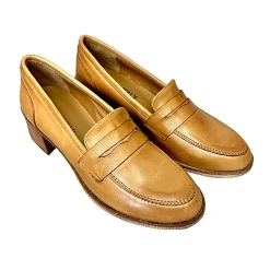 Scarpe di Maremma Mocassino Artigianale In Pelle Mod. College Con Tacco*Donna Mocassini