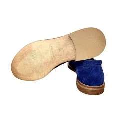 Scarpe di Maremma Mocassino Artigianale In Nabuk Blu Con Morsetto*Donna Mocassini
