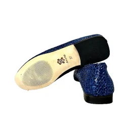 Scarpe di Maremma Mocassino Artigianale In Pelle Intrecciata Blu*Donna Mocassini