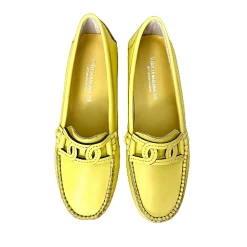 Scarpe di Maremma Mocassino Artigianale In Pelle E Vernice Giallo*Donna Mocassini