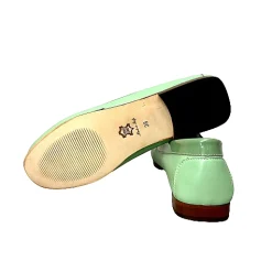 Scarpe di Maremma Mocassino Artigianale In Pelle E Vernice Verde Menta*Donna Mocassini