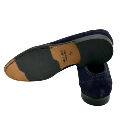 Scarpe di Maremma Mocassino In Camoscio Blu Lavorazione Blake*Uomo Mocassini
