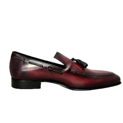 Scarpe di Maremma Mocassino In Pelle Bordeaux Con Nappine Serigrafato*Uomo Mocassini