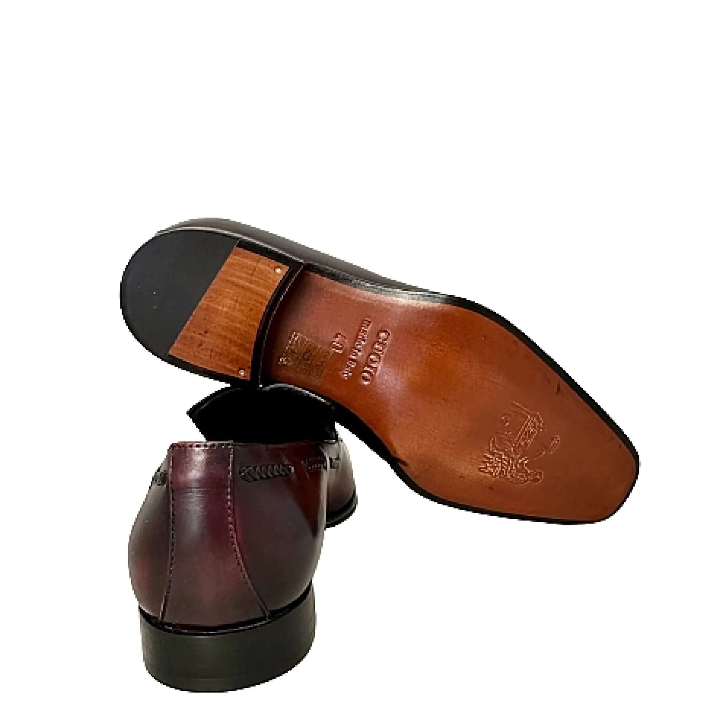 Scarpe di Maremma Mocassino In Pelle Bordeaux Con Nappine Serigrafato*Uomo Mocassini