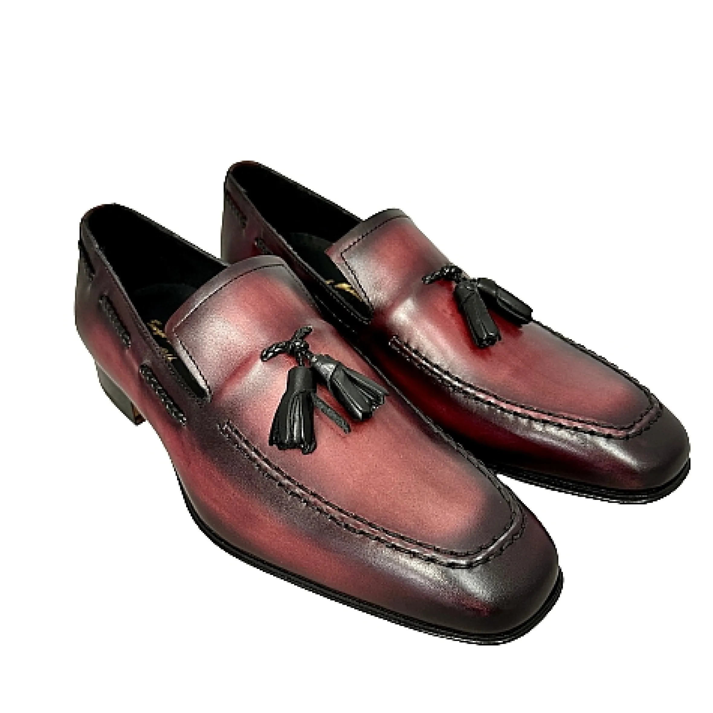 Scarpe di Maremma Mocassino In Pelle Bordeaux Con Nappine Serigrafato*Uomo Mocassini
