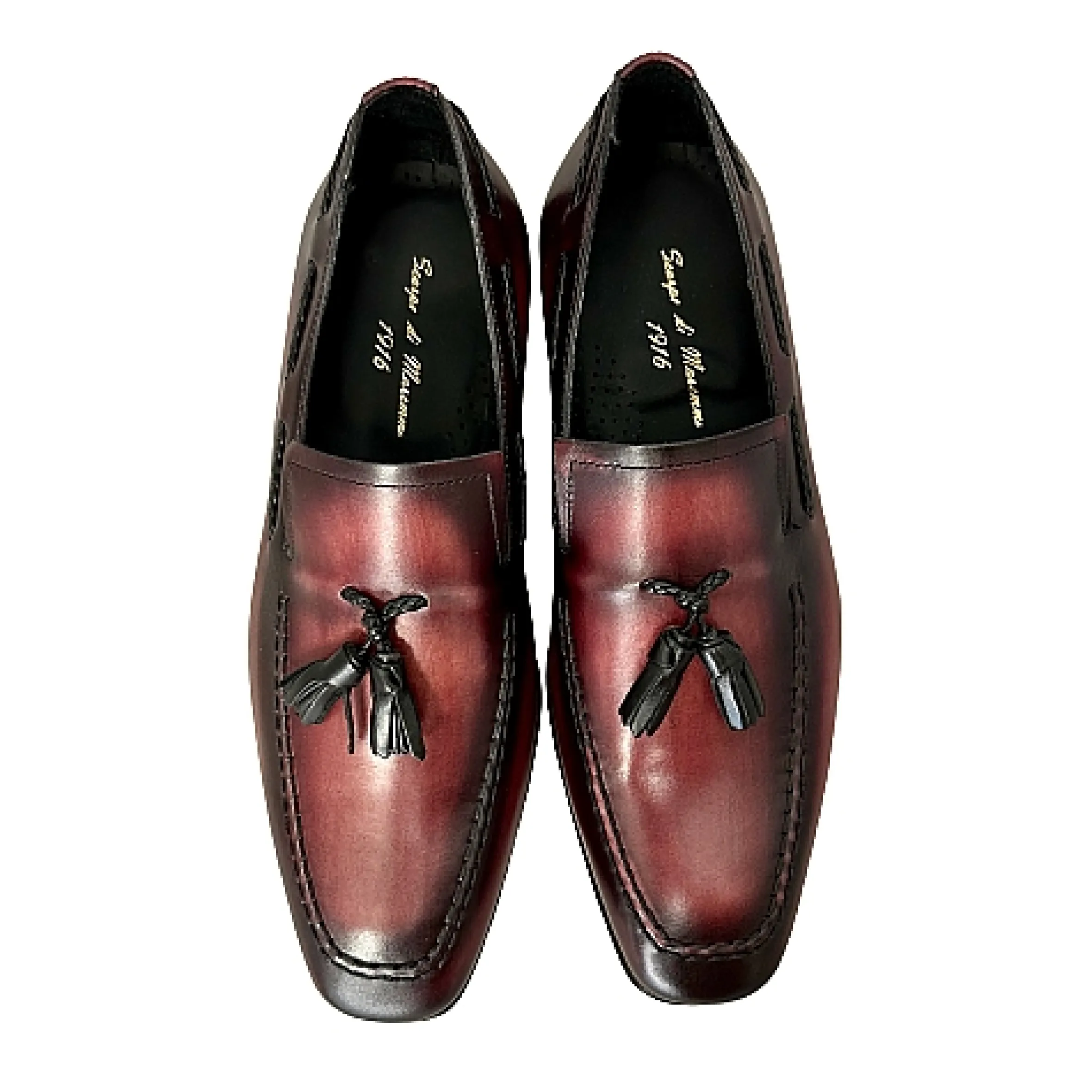 Scarpe di Maremma Mocassino In Pelle Bordeaux Con Nappine Serigrafato*Uomo Mocassini