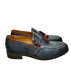 Scarpe di Maremma Mocassino In Pelle Fondo Cuoio Oceano*Uomo Mocassini