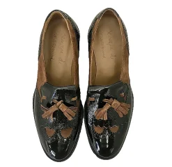 Scarpe di Maremma Mocassino Vernice Nera E Camoscio Marrone*Donna Mocassini