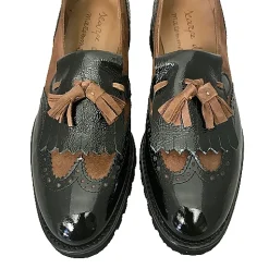 Scarpe di Maremma Mocassino Vernice Nera E Camoscio Marrone*Donna Mocassini