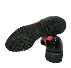 Scarpe di Maremma Mocassino Vernice Nera E Camoscio Rosso*Donna Mocassini