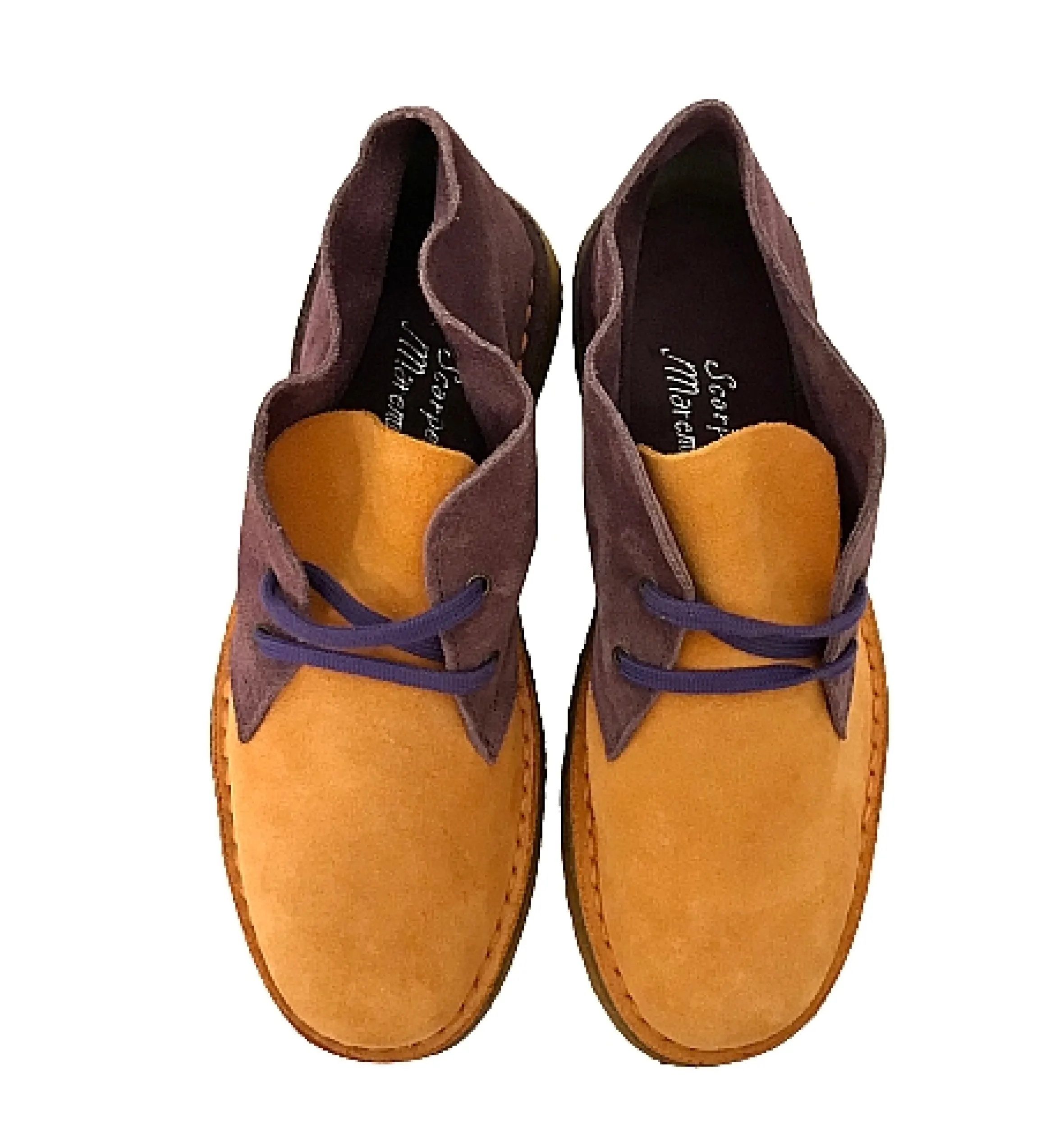 Scarpe di Maremma Polacchina Artigiana Arancio/Viola* Monocolore Camoscio