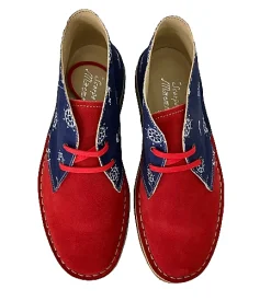 Scarpe di Maremma Polacchina Artigianale Ancore/Camoscio Rosso* Tela Colorata
