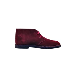 Scarpe di Maremma Polacchina Artigianale Bordeaux Interno In Pelle* Monocolore Camoscio