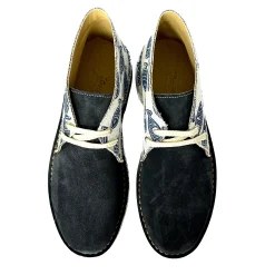 Scarpe di Maremma Polacchina Artigianale Camoscio Blu / Pesci Mix* Tela Colorata