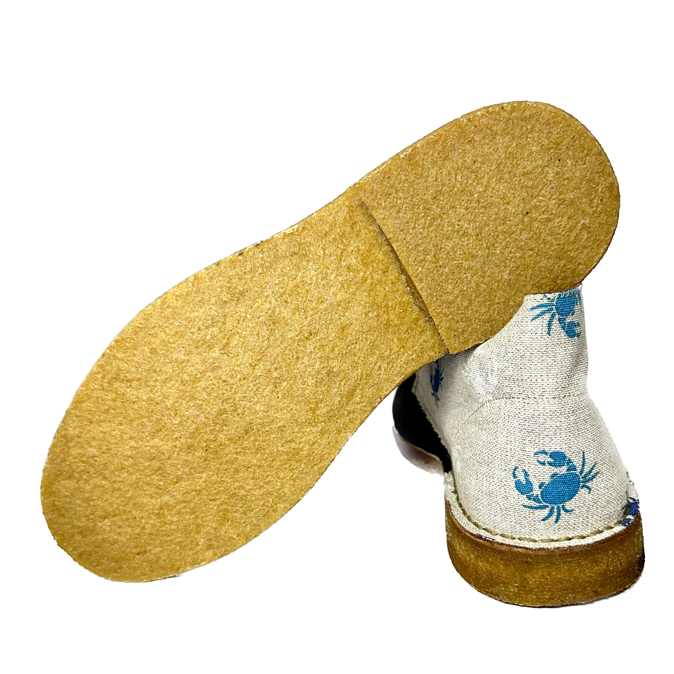 Scarpe di Maremma Polacchina Artigianale Camoscio Blu / Granchi* Tela Colorata