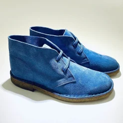 Scarpe di Maremma Polacchina Artigianale Cobalto* Monocolore Camoscio