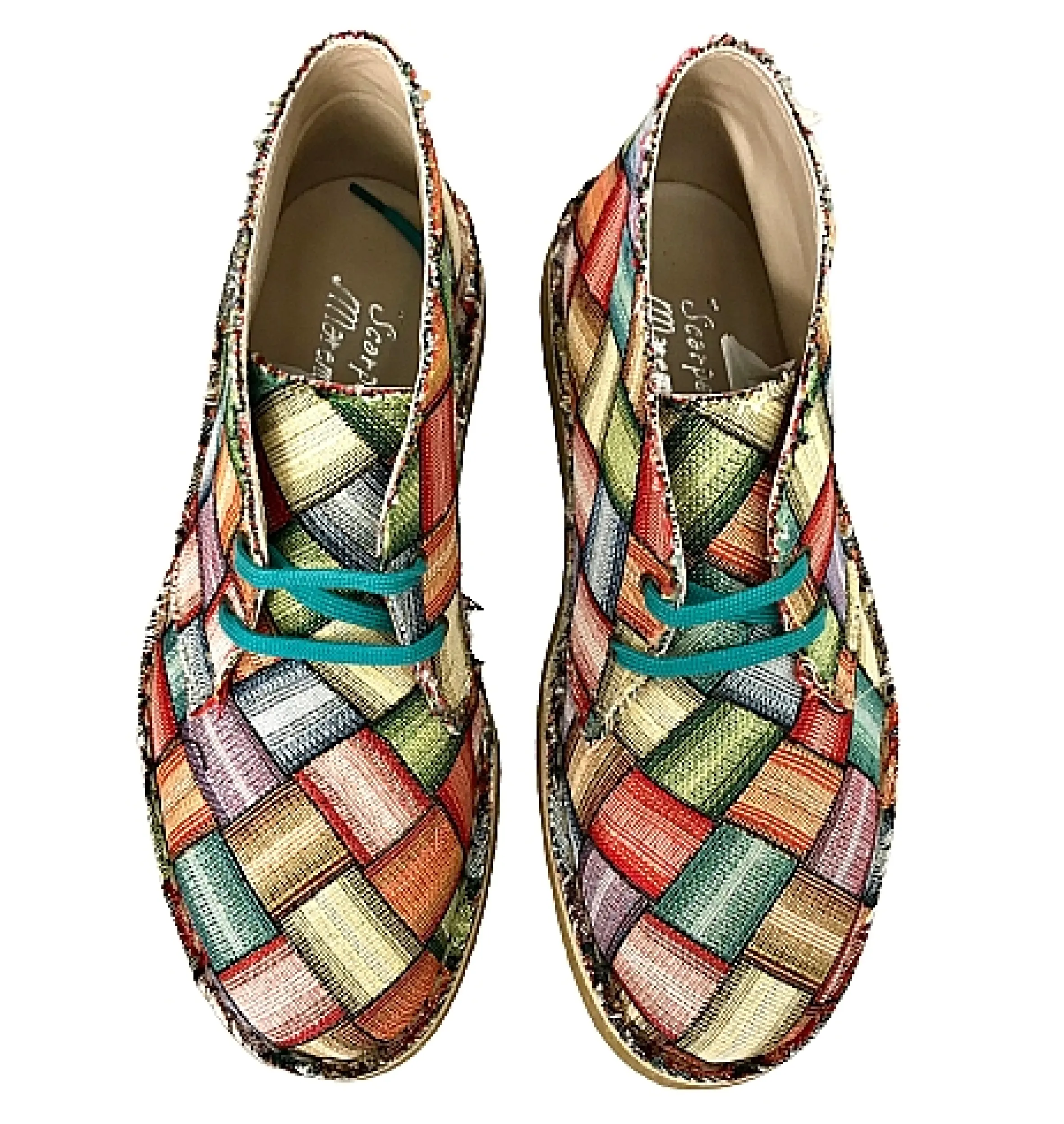 Scarpe di Maremma Polacchina Artigianale Intreccio* Tela Colorata