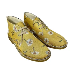Scarpe di Maremma Polacchina Artigianale Margherite Gialle* Tela Colorata