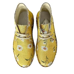 Scarpe di Maremma Polacchina Artigianale Margherite Gialle* Tela Colorata