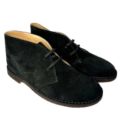 Scarpe di Maremma Polacchina Artigianale Nera Interno In Pelle* Monocolore Camoscio