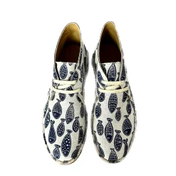 Scarpe di Maremma Polacchina Artigianale Pesci Mix* Tela Colorata