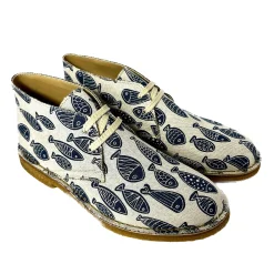 Scarpe di Maremma Polacchina Artigianale Pesci Mix* Tela Colorata