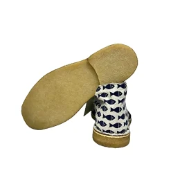 Scarpe di Maremma Polacchina Artigianale Pesci / Camoscio Blu* Tela Colorata