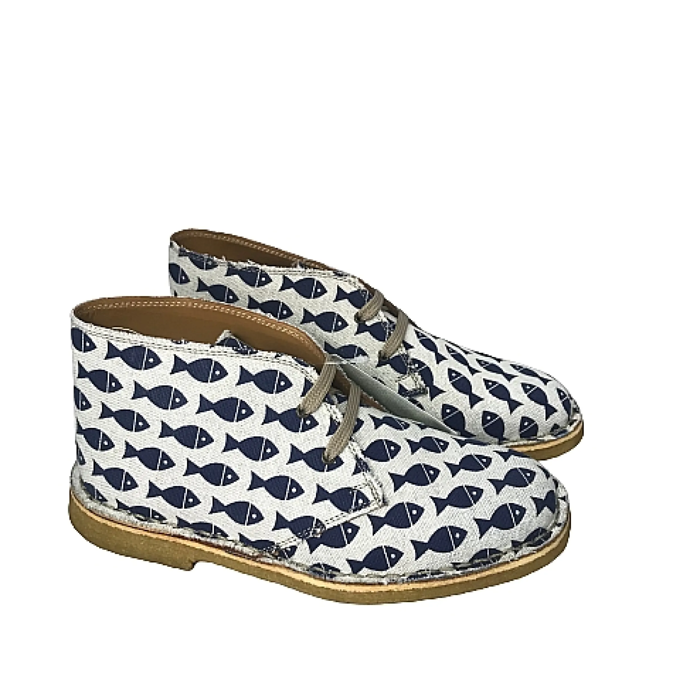 Scarpe di Maremma Polacchina Artigianale Pesci* Tela Colorata