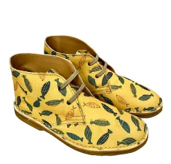 Scarpe di Maremma Polacchina Artigianale Pesci Gialla* Tela Colorata