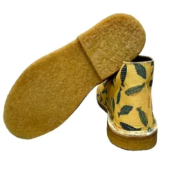 Scarpe di Maremma Polacchina Artigianale Pesci Gialla* Tela Colorata