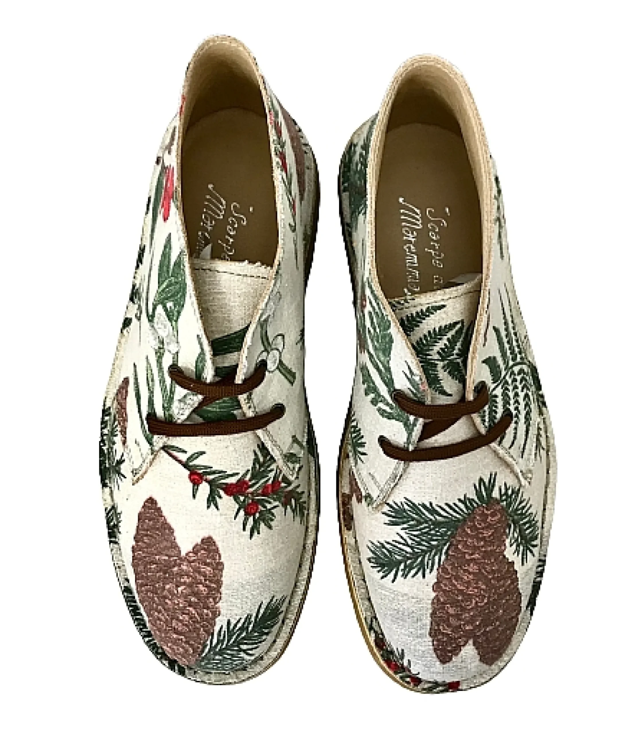 Scarpe di Maremma Polacchina Artigianale Piante Pigna* Tela Colorata