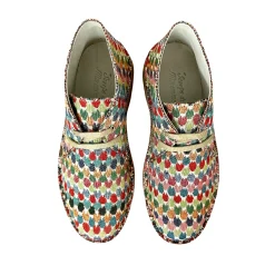Scarpe di Maremma Polacchina Artigianale Puntini* Tela Colorata
