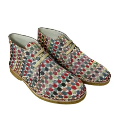 Scarpe di Maremma Polacchina Artigianale Puntini* Tela Colorata