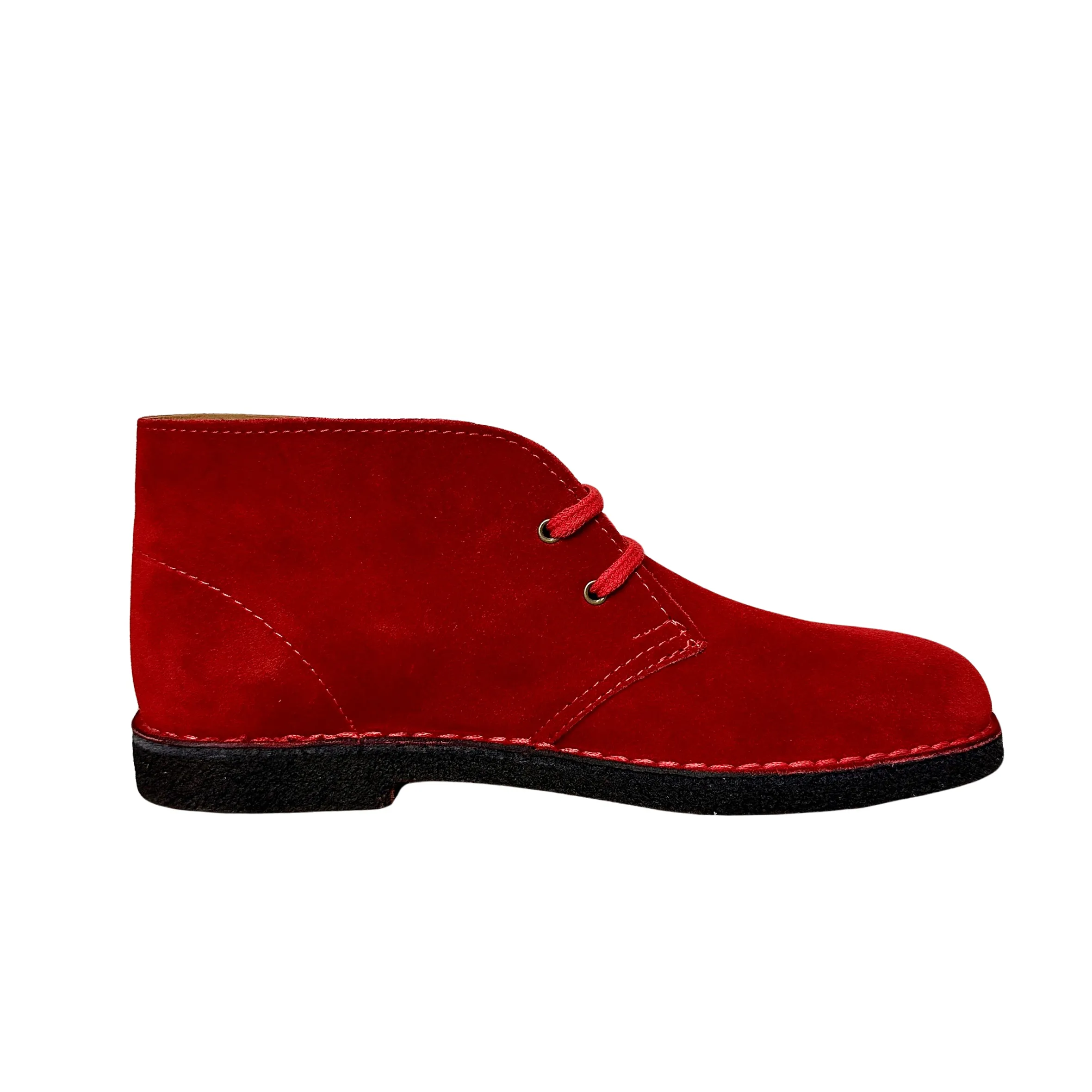 Scarpe di Maremma Polacchina Artigianale Rossa Interno In Pelle* Monocolore Camoscio
