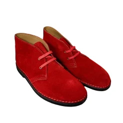 Scarpe di Maremma Polacchina Artigianale Rossa Interno In Pelle* Monocolore Camoscio
