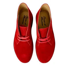 Scarpe di Maremma Polacchina Artigianale Rossa Interno In Pelle* Monocolore Camoscio