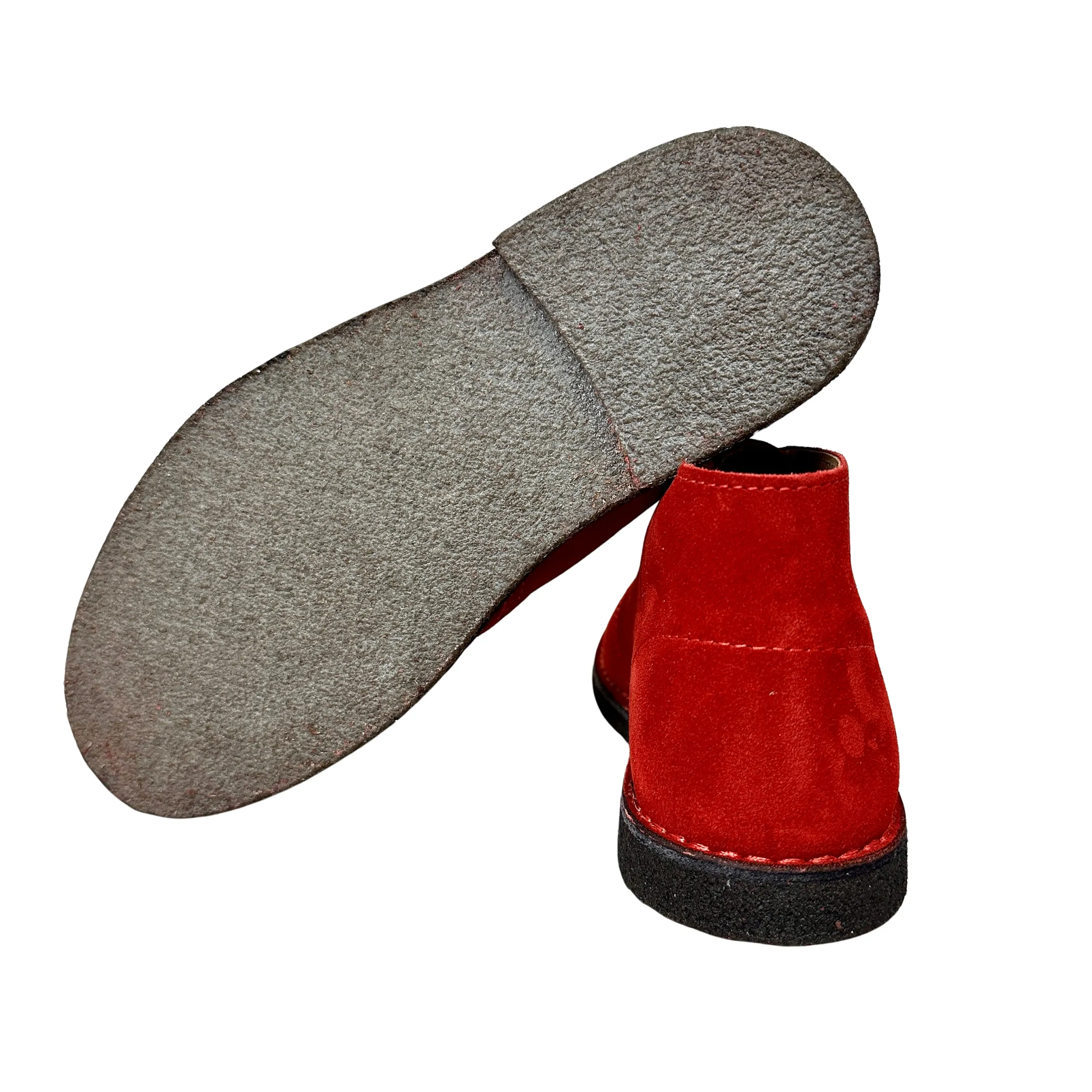 Scarpe di Maremma Polacchina Artigianale Rossa Interno In Pelle* Monocolore Camoscio