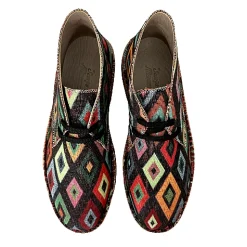 Scarpe di Maremma Polacchina Artigianale Rombi Scuri* Tela Colorata