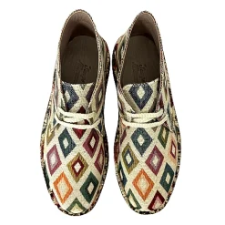 Scarpe di Maremma Polacchina Artigianale Rombi Chiari* Tela Colorata