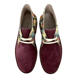 Scarpe di Maremma Polacchina Artigianale Rombi Mix / Bordeaux* Tela Colorata