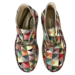 Scarpe di Maremma Polacchina Artigianale Rombi Mix* Tela Colorata